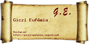 Giczi Eufémia névjegykártya